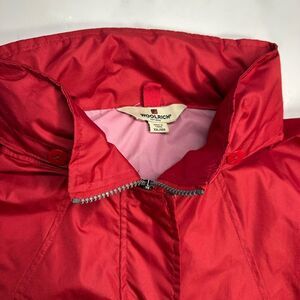 Woolrich Red Raincoat, Lightweight, Hooded, Zipper & Button Closure, Women's XXL